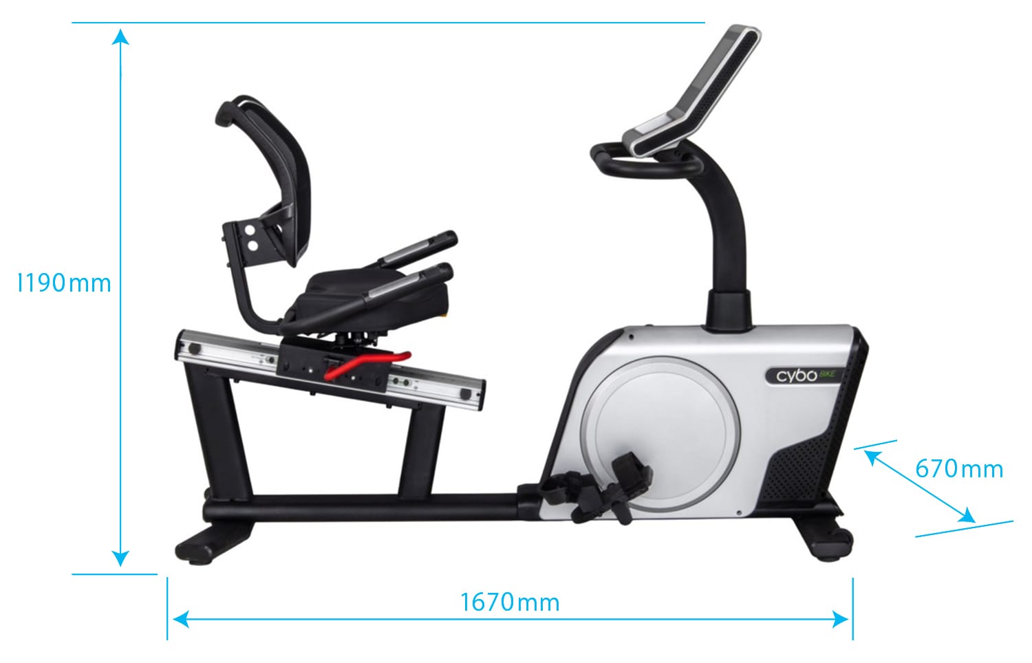 Cybo R3000 リカンベントバイクの寸法