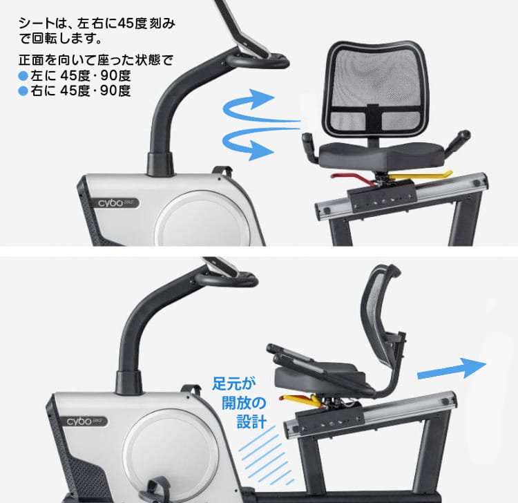 Cybo R3000 サイボリカンベントバイクマシンのシートの特長１